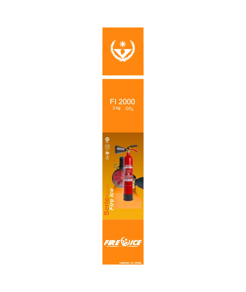 Caja de embalaje FI 2000 para extintor CO₂ — color rojo RAL 3000, ref. FIR2CE
