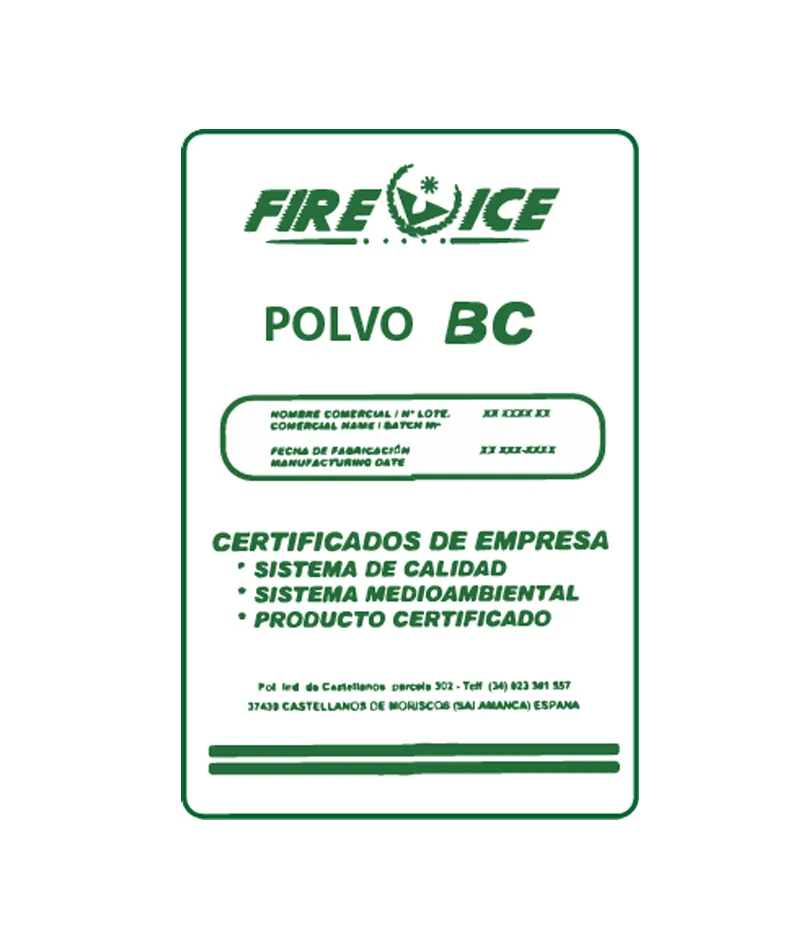 Agente extintor polvo BC para líquidos y gases inflamables - Ref FIRBC Serior