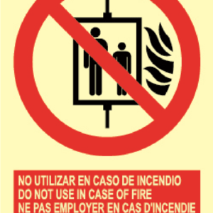 Señal / Cartel de No Utilizar en Caso de Emergencia. Varios idiomas. Clase B