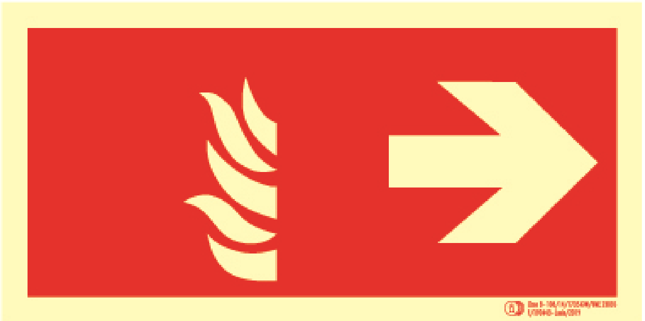 Señal recorrido para localizar el extintor (derecha) Clase A