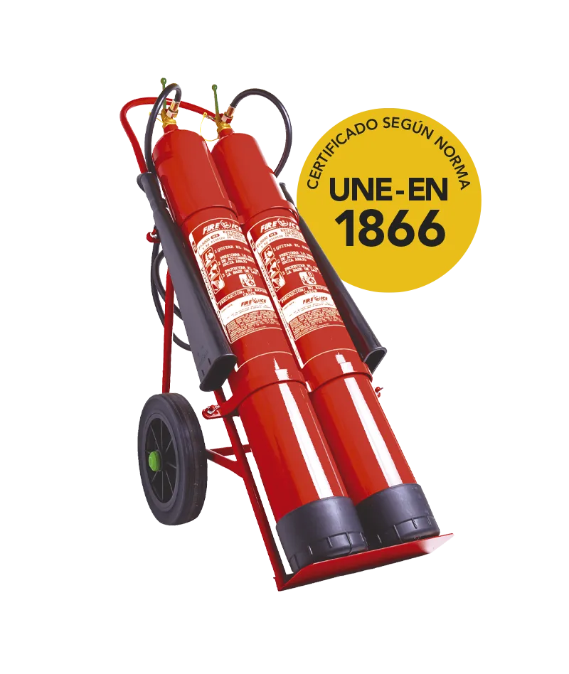 Extintor móvil CO₂ 10 kg sobre carro doble certificado UNE-EN 1866 - Serior