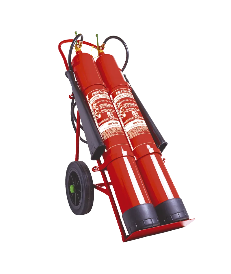 Extintor móvil CO₂ 10 kg sobre carro doble de acero con eficacia 113B - Serior