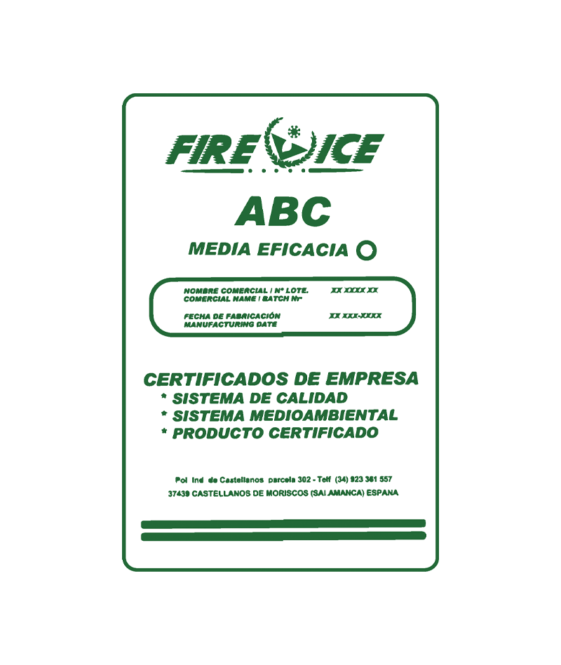 FIRIABCP - Agente Extintor Polvo ABC - Para Fuegos Clase A, B y C