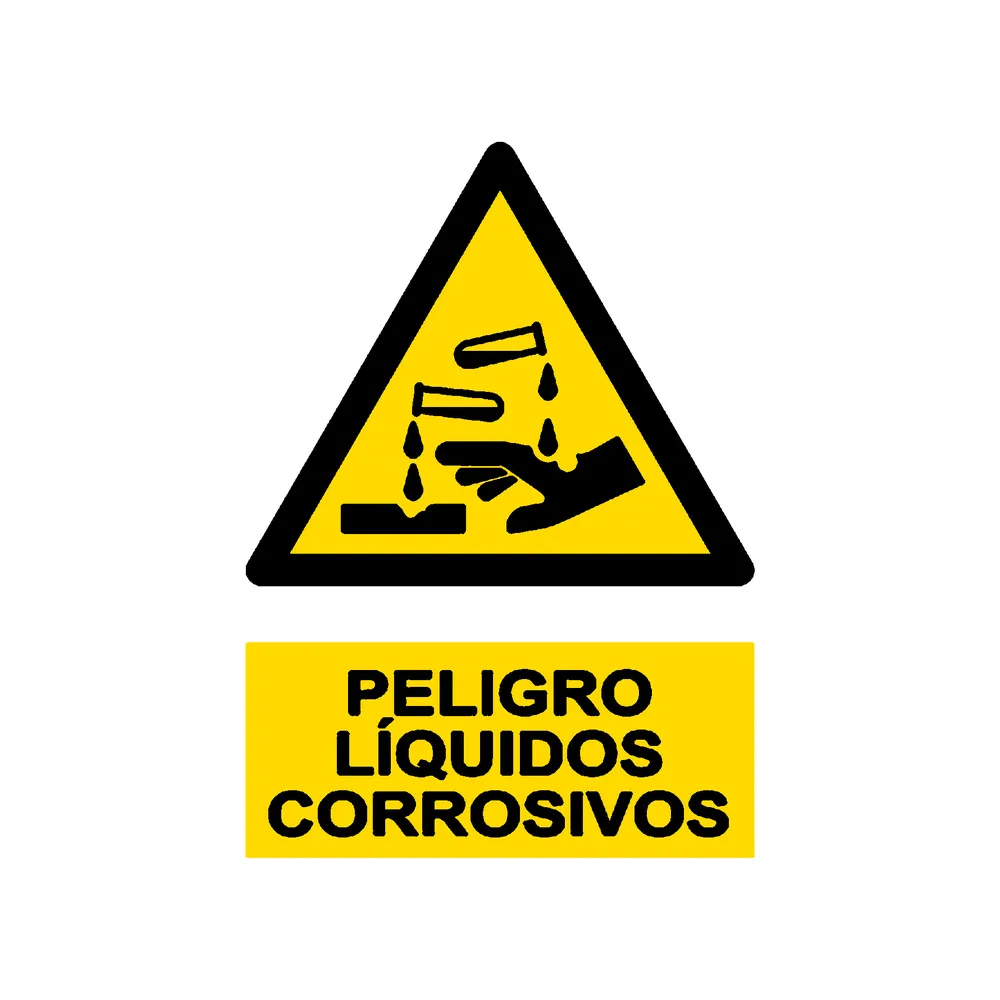 Señal / Cartel de Peligro. Líquidos corrosivos
