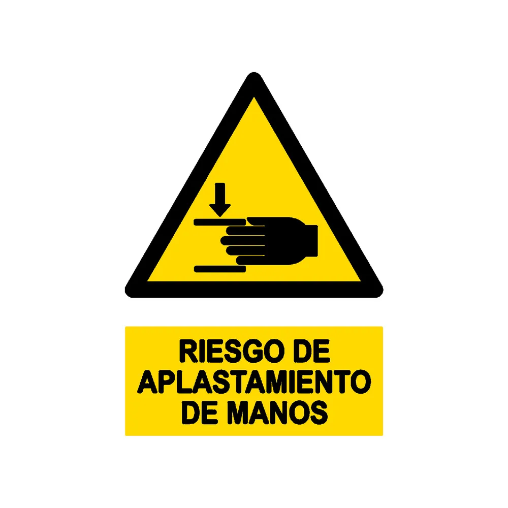 Señal / Cartel de Riesgo de aplastamiento de manos