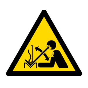 Señal / Cartel de Desplazamiento del material en la plegadora