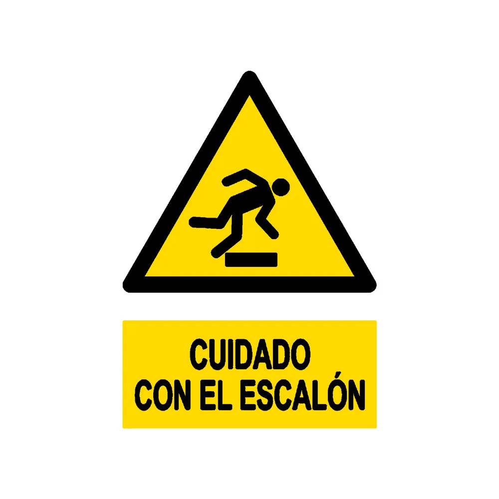 Señal / Cartel de Cuidado con el escalón