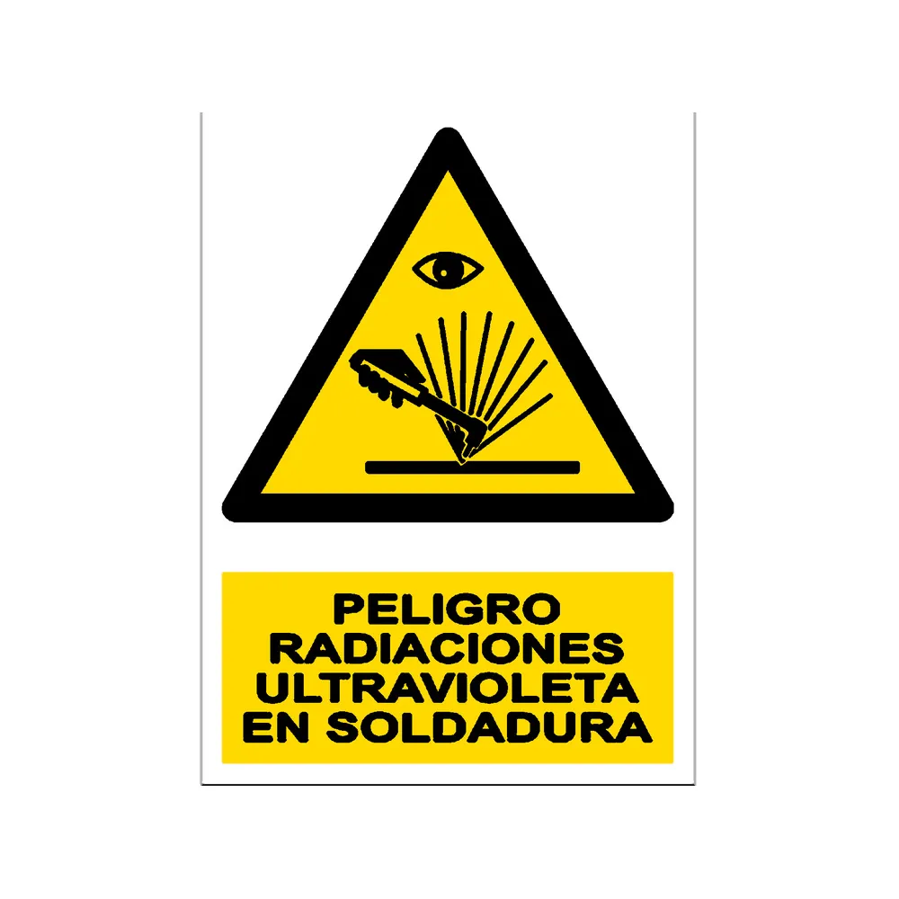 Señal / Cartel de Radiaciones ultravioleta en soldadura