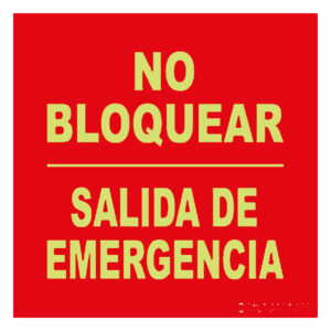 No bloquear salida emergencia fotoluminiscente