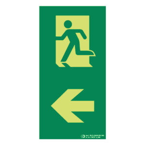 Señal / Cartel de flecha derecha con figura vertical fotoluminiscente