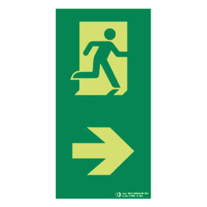 Señal / Cartel de flecha izquierda con figura vertical fotoluminiscente