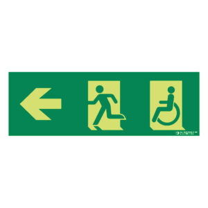 Señal / Cartel de flecha izquierda con figura (grande) fotoluminiscente