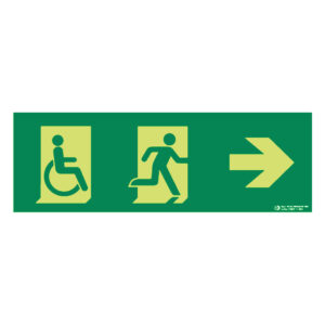 Señal / Cartel de flecha derecha con figura (grande) fotoluminiscente