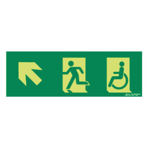 Señal / Cartel de flecha arriba-derecha con figura (grande) fotoluminiscente