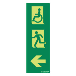 Señal / Cartel de flecha izquierda con figura (grande v2) fotoluminiscente