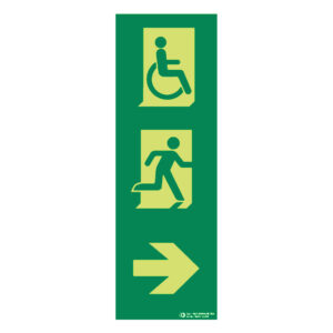 Señal / Cartel de flecha derecha con figura (grande v2) fotoluminiscente
