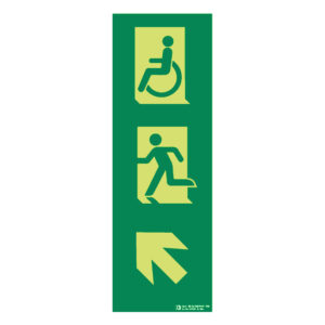 Señal / Cartel de flecha arriba-derecha con figura (grande v2) fotoluminiscente
