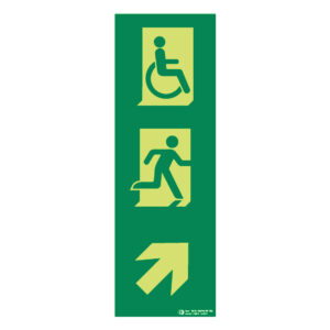 Señal / Cartel de flecha abajo-derecha con figura (grande v2) fotoluminiscente