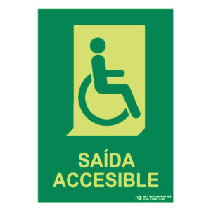 Señal / Cartel de sAÍDA ACCESIBLE (gallego accesible) fotoluminiscente