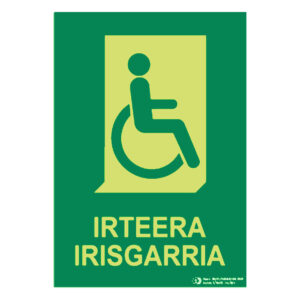 Señal / Cartel de iRTEERA IRISGARRIA (euskera accesible) fotoluminiscente
