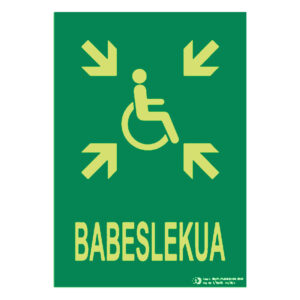Señal / Cartel de bABELEKUA (euskera zona refugio) fotoluminiscente