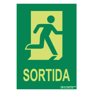 Señal / Cartel de sORTIDA (catalán) fotoluminiscente