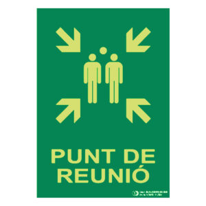 Señal / Cartel de pUNT DE REUNIÓ (catalán) fotoluminiscente