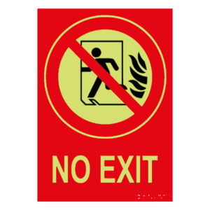 Señal / Cartel de nO EXIT (inglés negativo) fotoluminiscente