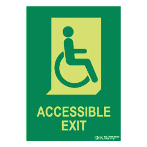 Señal / Cartel de aCCESSIBLE EXIT (inglés accesible) fotoluminiscente
