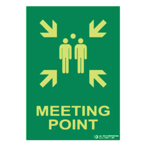 Señal / Cartel de mEETING POINT (inglés) fotoluminiscente