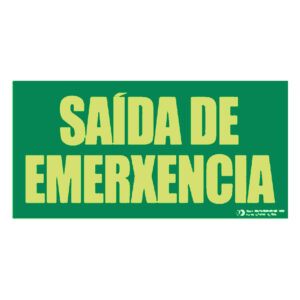 Señal / Cartel de sAÍDA DE EMERXENCIA literal fotoluminiscente