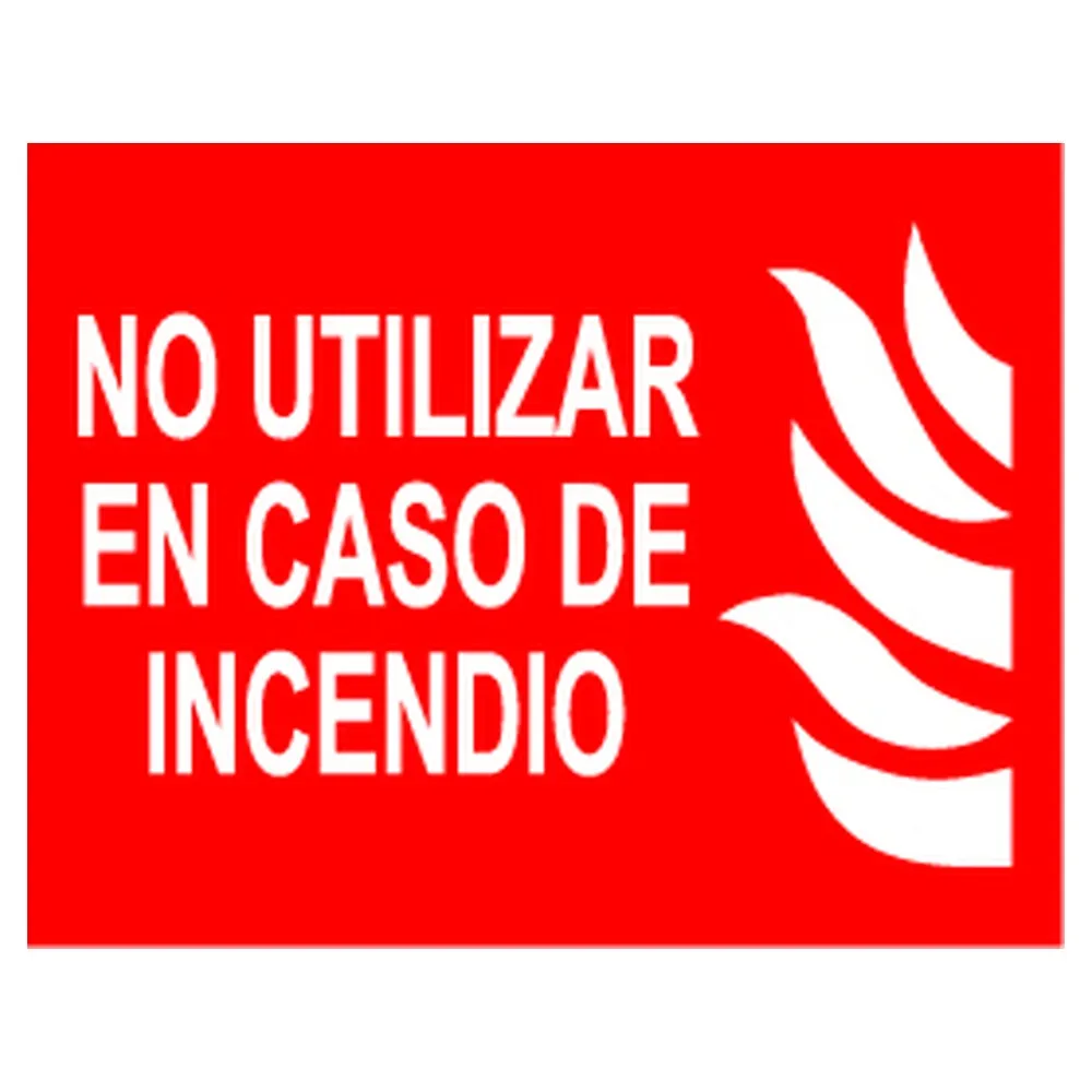 Cartel / Señal luminiscente «No utilizar en caso de incendio»