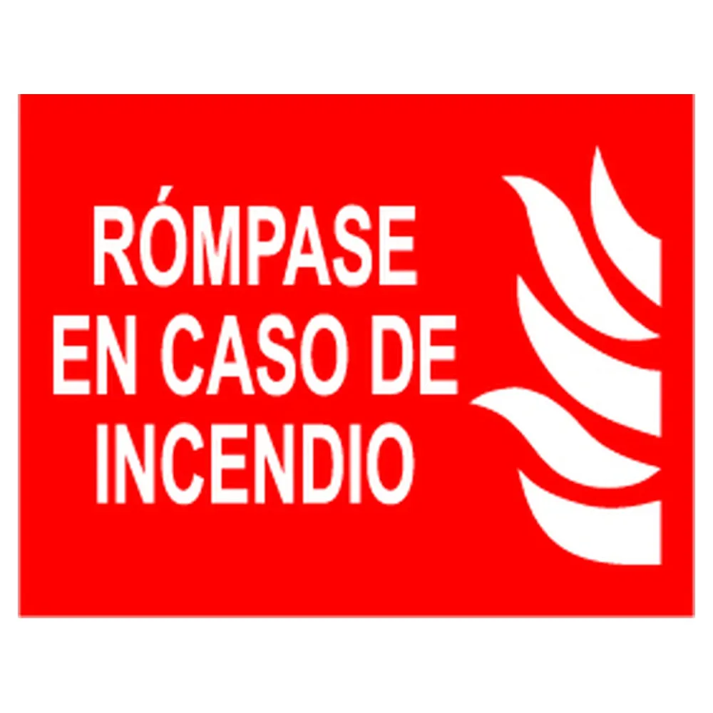 Cartel / Señal luminiscente «Rómpase en caso de incendio»