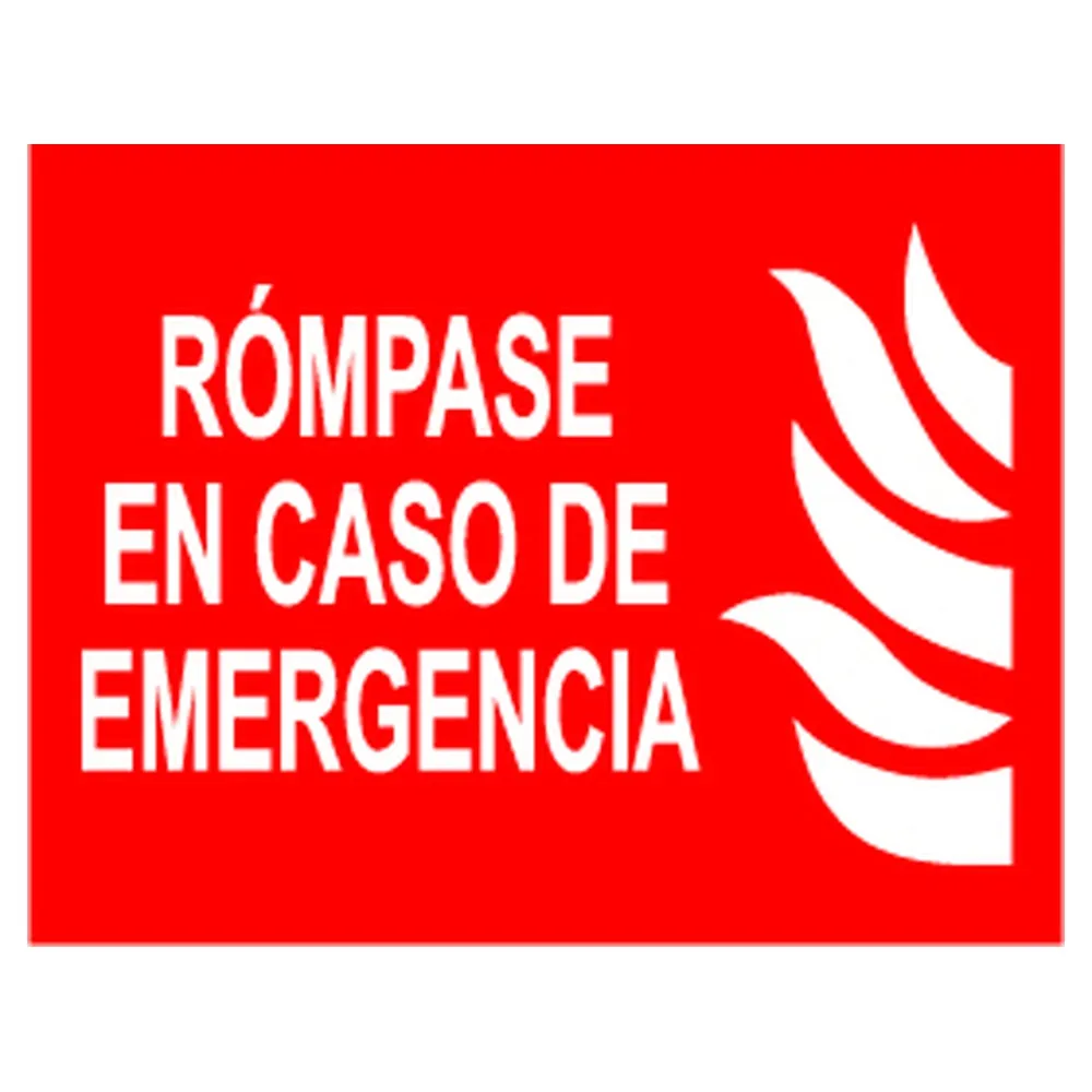 Cartel / Señal luminiscente «Rómpase en caso de emergencia»