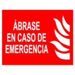 Cartel / Señal luminiscente «Ábrase en caso de emergencia»