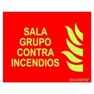 Cartel / Señal luminiscente «Sala grupo contra incendios»