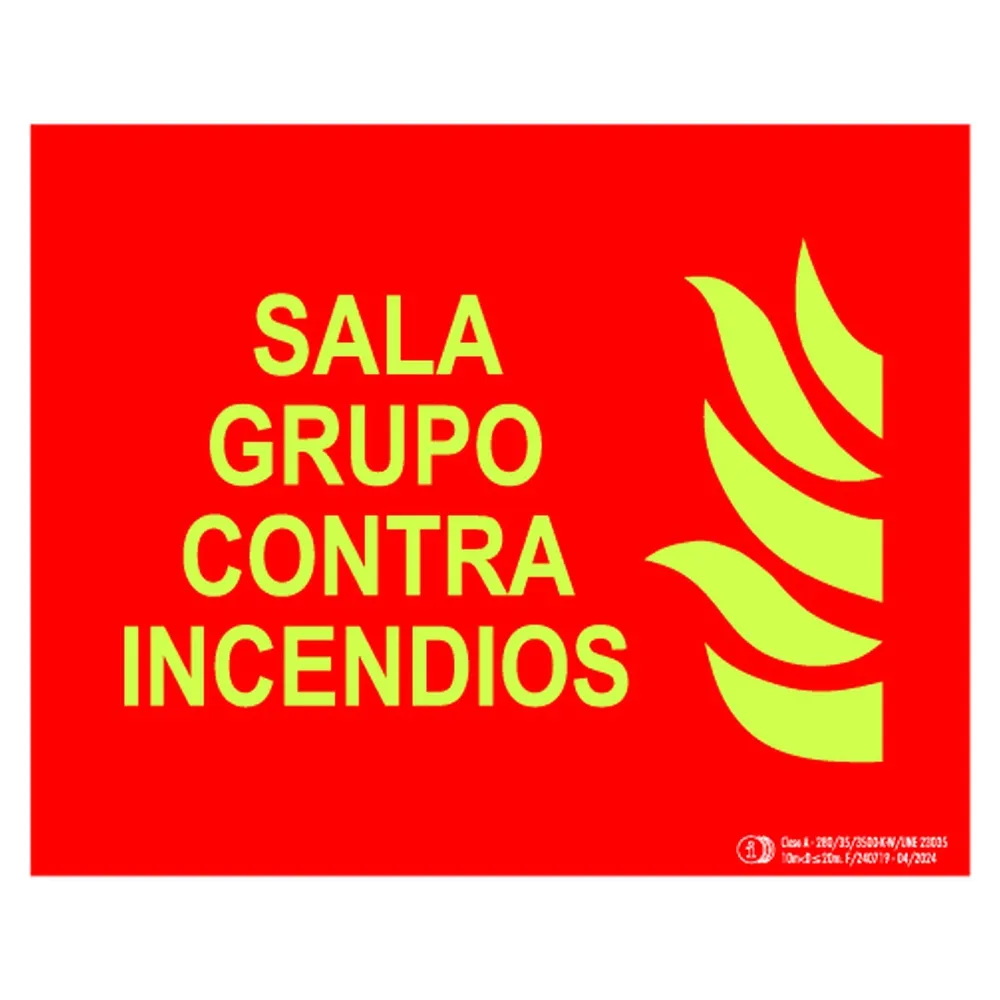 Cartel / Señal luminiscente «Sala grupo contra incendios»