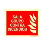 Cartel / Señal luminiscente «Sala grupo contra incendios»