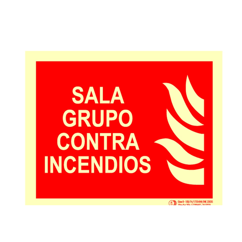 Cartel / Señal luminiscente «Sala grupo contra incendios»