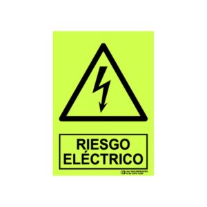 Cartel fotoluminiscente «Riesgo eléctrico»