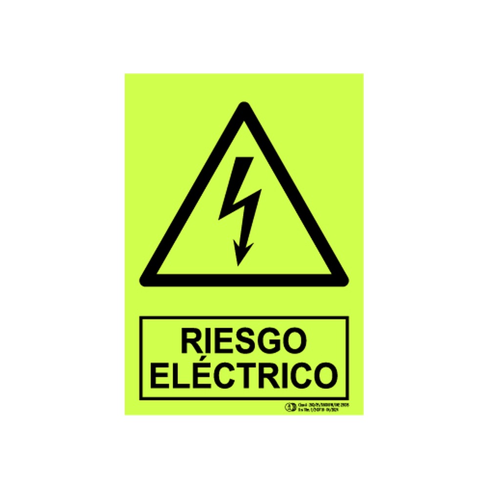 Cartel fotoluminiscente «Riesgo eléctrico»