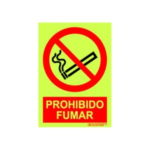Cartel fotoluminiscente «Prohibido fumar»