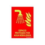 Cartel / Señal luminiscente «Espacio protegido por sistema de extinción agua nebulizada»
