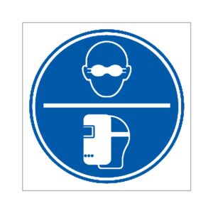 Señal / Cartel de Uso obligatorio de gafas o pantalla