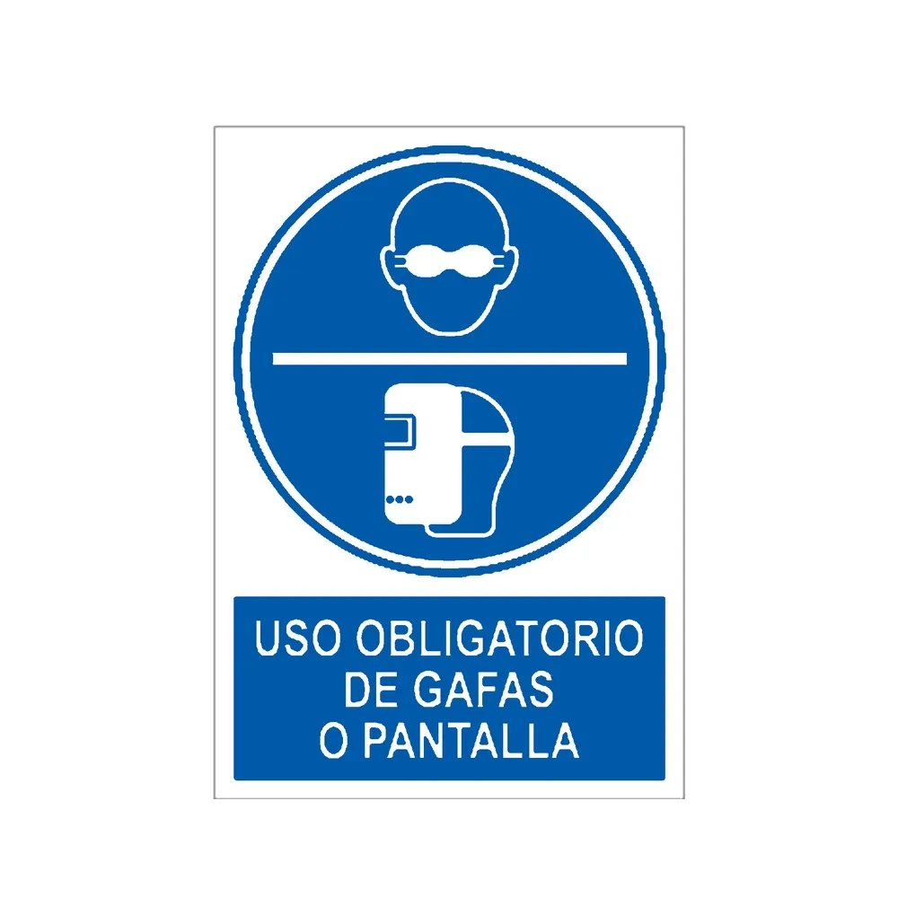 Señal / Cartel de Uso obligatorio de gafas o pantalla