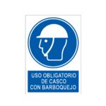 Señal / Cartel de Uso obligatorio de casco con barboquejo