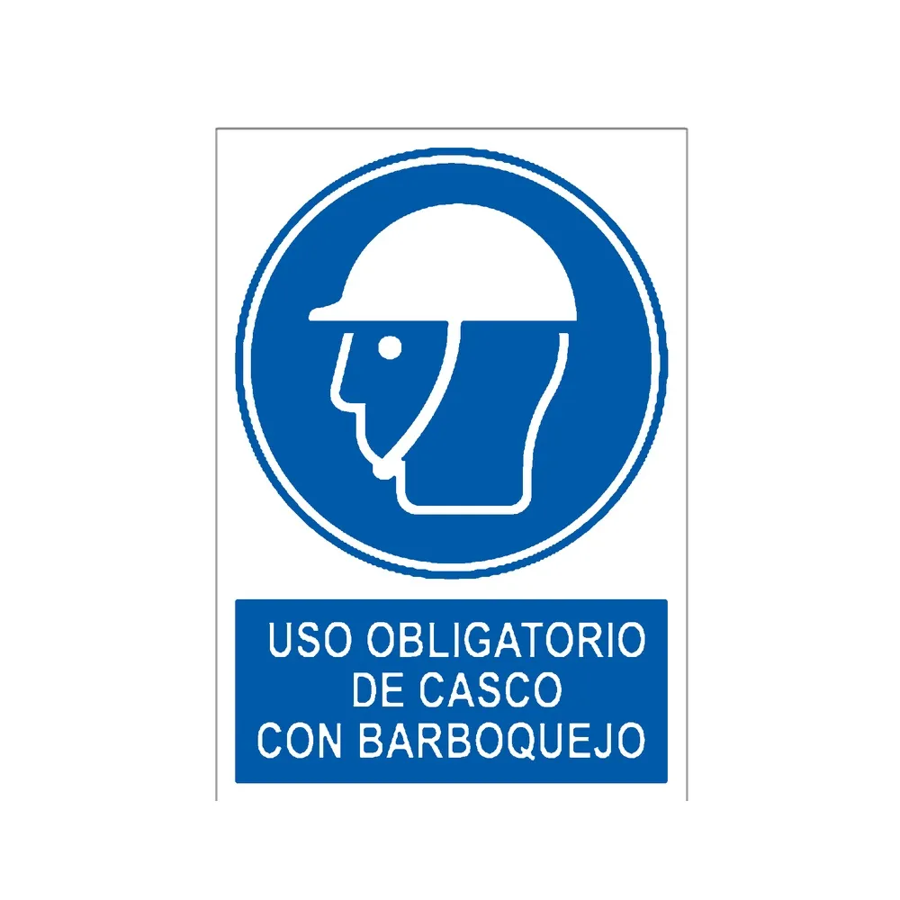 Señal / Cartel de Uso obligatorio de casco con barboquejo