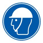 Señal / Cartel de Uso obligatorio de casco con barboquejo