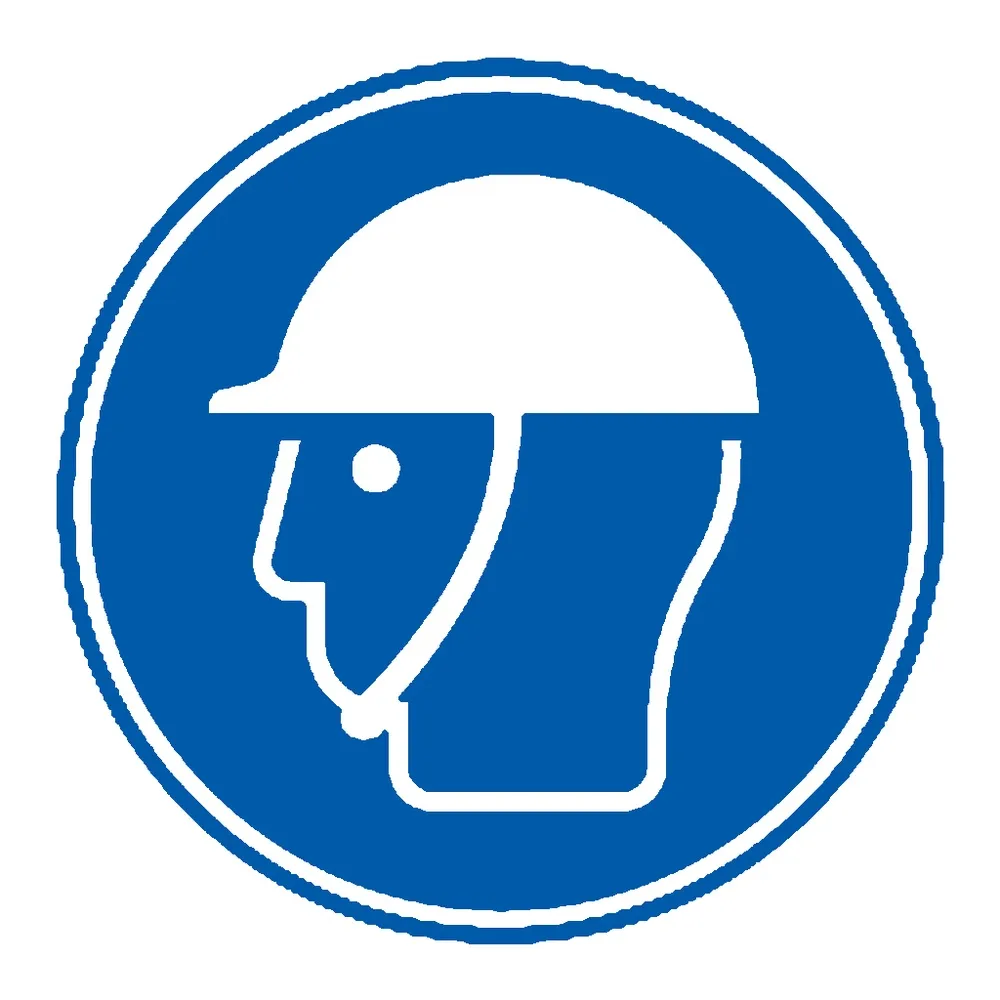 Señal / Cartel de Uso obligatorio de casco con barboquejo