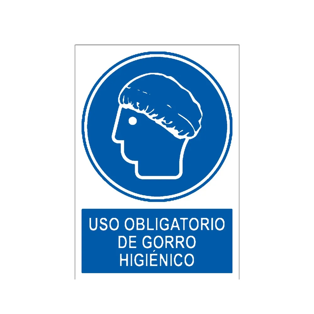 Señal / Cartel de Uso obligatorio de gorro higiénico